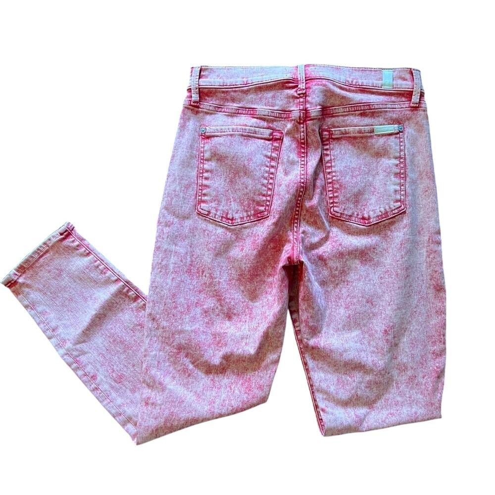 7 For All Mankind Jeans Red Washed Acid Stretchy Size 29 NWOT - Picture 2 of 4